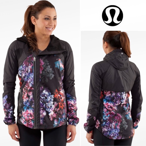 lululemon athletica Jackets & Blazers - Lululemon Run: Get Up And Glow Jacket | Spring Has Sprung Multi | Black | Size 6